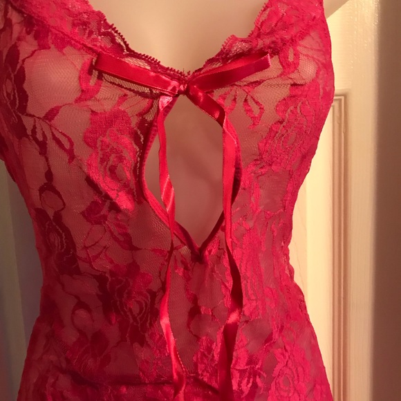Hot pink lace negligee Sz XL and XXL - Picture 2 of 7
